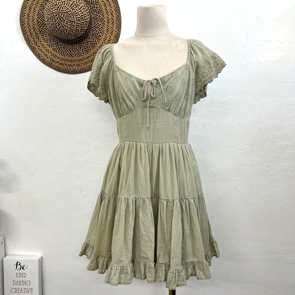 American Eagle Outfitters Dresses & Skirts - American Eagle babydoll dress sz S sage green cottage coquette core peasant boho